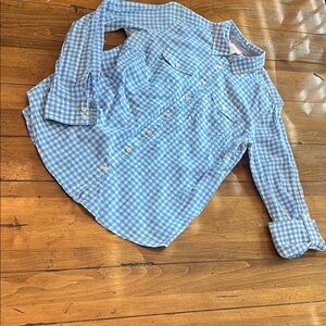 St. John's Bay Blue and White Gingham Button-Down Shirt
